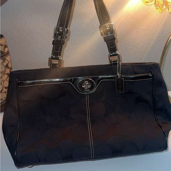 Coach Black Shoulder Bag with Silver Accents - Picture 1 of 4